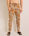 Shop Men's Yellow All Over Animals Printed Slim Fit Pyjamas-Front