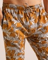 Shop Men's Yellow All Over Animals Printed Slim Fit Pyjamas-Full