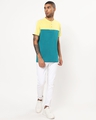 Shop Men's Yellow and Blue Color Block Henley T-shirt-Full