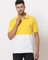 Shop Men's Yellow and White Color Block Polo T-shirt-Front