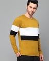 Shop Men's Yellow and White Color Block Slim Fit T-shirt-Design