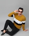 Shop Men's Yellow and White Color Block Slim Fit T-shirt