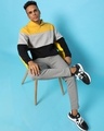 Shop Men's Yellow & Black Color Block Hooded Sweatshirt