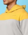 Shop Men's Yellow & Black Color Block Hooded Sweatshirt
