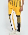 Shop Men's Yellow & Black Color Block Track Pants-Front