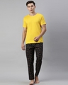 Shop Men's Yellow & Black Printed Cotton T-shirt & Pyjamas Set-Front