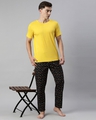 Shop Men's Yellow & Black Printed Cotton T-shirt & Pyjamas Set-Full