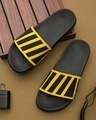 Shop Men's Yellow & Black Striped Lightweight Sliders-Front