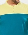 Shop Men's Yellow & Blue Color Block Plus Size Henley T-shirt