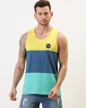 Shop Men's Yellow & Blue Color Block Vest-Front