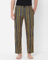 Shop Men's Yellow & Blue Striped Cotton Lounge Pants-Front