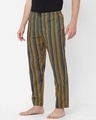 Shop Men's Yellow & Blue Striped Cotton Lounge Pants-Full