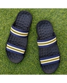 Shop Men's Yellow & Blue Striped Slippers-Front