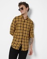 Shop Men's Yellow Checked Shirt-Front