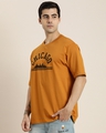 Shop Men's Yellow Chicago Typography Oversized T-shirt-Front