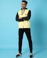 Shop Men's Yellow Color Block Denim Hoodie Jacket-Full