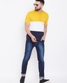 Shop Men's Yellow Color Block Hoodie T-shirt-Full