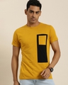 Shop Men's Yellow Color Block T-shirt-Front