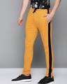 Shop Men's Yellow Color Block Track Pants-Front