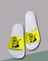 Shop Men's Yellow Dab Printed Sliders-Front