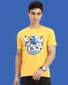 Shop Men's Yellow Donald & Goofy Graphic Printed T-shirt-Front