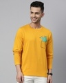 Shop Men's Yellow Dragon Pocket Graphic Printed T-shirt-Front