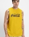 Shop Men's Yellow Enjoy Coca-Cola Typography Vest-Front