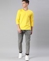 Shop Men's Yellow Full Sleeve V Neck T-shirt