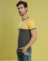 Shop Men's Yellow & Grey Color Block Regular Fit T-shirt-Design