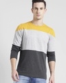 Shop Men's Yellow & Grey Color Block Slim Fit T-shirt-Front
