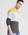 Shop Men's Yellow & Grey Color Block Slim Fit T-shirt-Design
