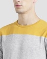 Shop Men's Yellow & Grey Color Block Slim Fit T-shirt