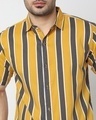 Shop Men's Yellow & Grey Striped Shirt-Full