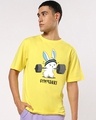 Shop Men's Yellow Gymedari Graphic Printed Oversized Fit T-shirt-Front