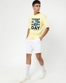 Shop Men's Yellow Happy Earth Typography Oversized T-shirt-Design