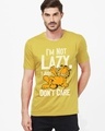 Shop Men's Yellow I'm Not Lazy Graphic Printed T-shirt-Front