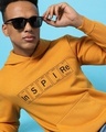 Shop Men's Yellow Inspire Typography Hooded Sweatshirt