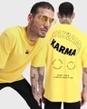 Shop Men's Yellow Karma Circle Typography Oversized T-shirt-Front