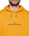 Shop Men's Yellow Keep Inventing Typography Hoodie-Full