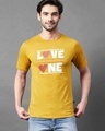 Shop Men's Yellow Love One Typography Slim Fit T-shirt-Front