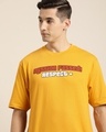 Shop Men's Yellow Mission Passed Typography Oversized T-shirt-Front