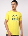 Shop Men's Yellow Music Escape Graphic Printed T-shirt-Front