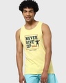Shop Men's Yellow Never Give Up Typography Vest-Front