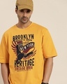 Shop Men's Yellow New York Graphic Printed Oversized T-shirt-Front