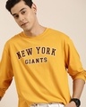 Shop Men's Yellow New York Typography Oversized T-shirt-Front