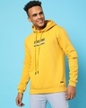 Shop Men's Yellow No Bad Vibes Typography Hooded Sweatshirt-Front