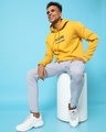 Shop Men's Yellow No Bad Vibes Typography Hooded Sweatshirt