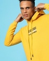 Shop Men's Yellow No Bad Vibes Typography Hooded Sweatshirt