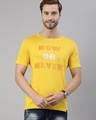 Shop Men's Yellow Now Or Never Typography T-shirt-Front