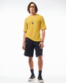 Shop Men's Yellow Textured Oversized Flatknit T-shirt